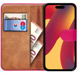 iPhone 15 Pro Max Klapphülle in Pink mit Kartenfächern und Schutz