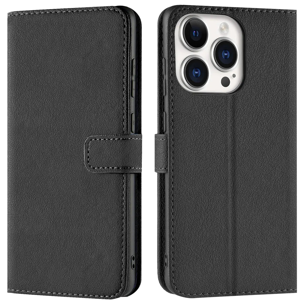 iPhone 15 Pro Max Klapphülle in Schwarz mit Kartenfächern und Schutz