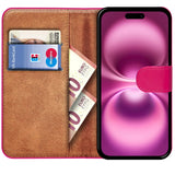 iPhone 16 Plus Klapphülle in Pink mit Kartenfächern und Schutz
