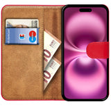 iPhone 16 Plus Klapphülle in Rot mit Kartenfächern und Schutz