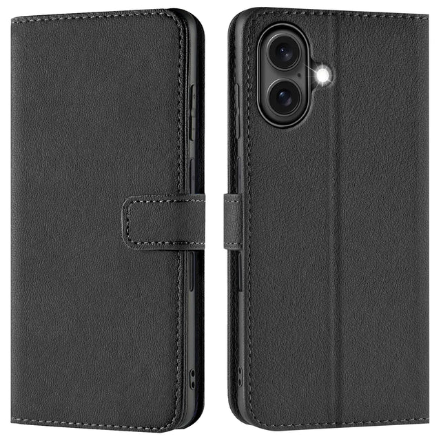 iPhone 16 Plus Klapphülle in Schwarz mit Kartenfächern und Schutz