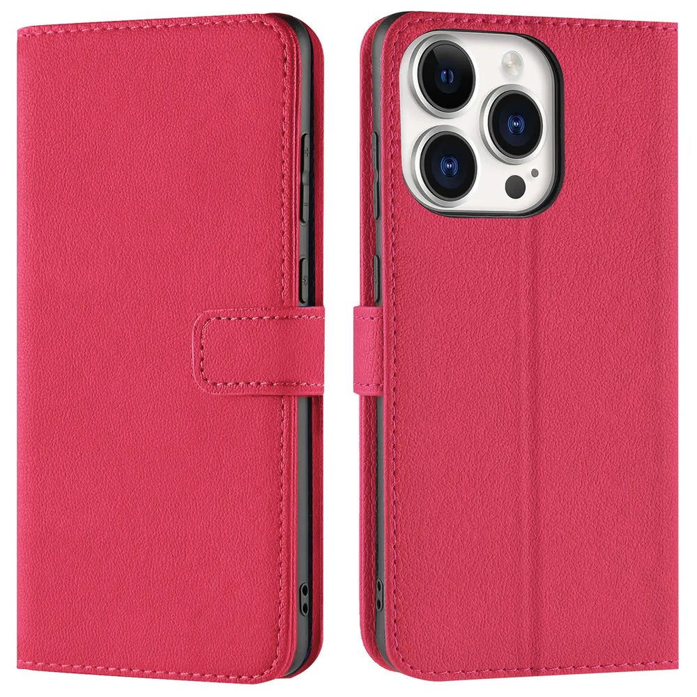 iPhone 16 Pro Max Klapphülle in Pink mit Kartenfächern und Schutz