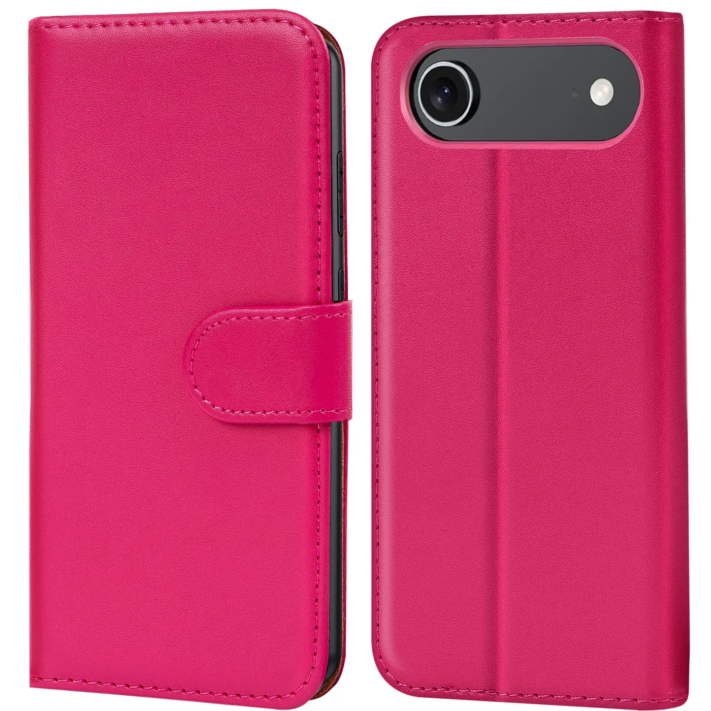 Pink Kunstleder Klapphülle mit Kartenfächern, Vorder- und Rückansicht, für iPhone 17 Air