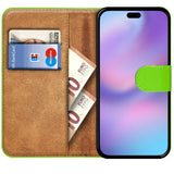 Apple iPhone 17 Pro Klapphülle in Grün mit Kartenfächern und Schutz