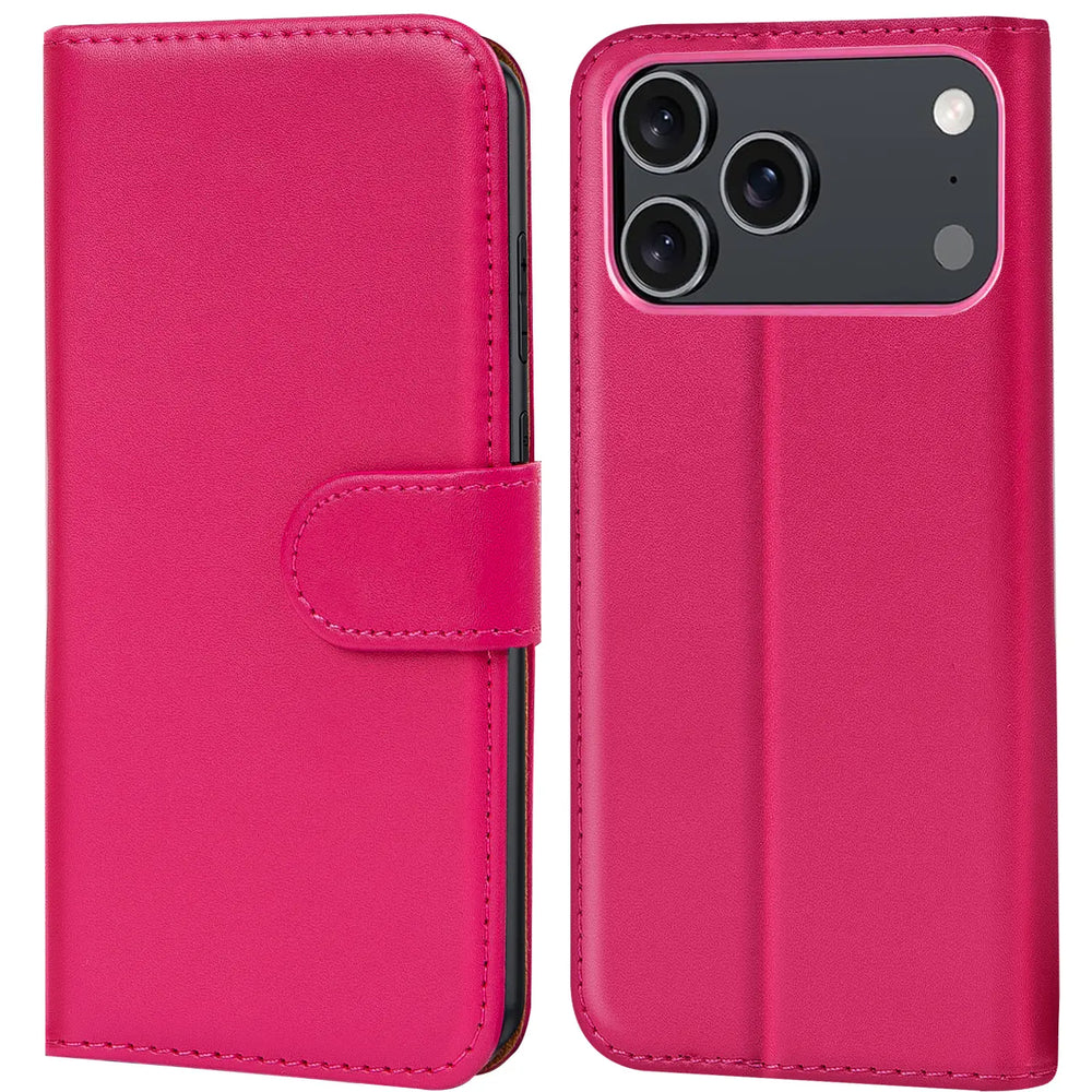 Apple iPhone 17 Pro Max Klapphülle in Pink mit Kartenfächern und Schutz