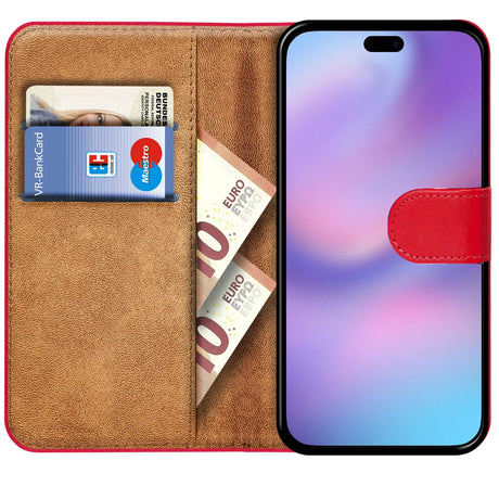 Apple iPhone 17 Pro Klapphülle in Rot mit Kartenfächern und Schutz
