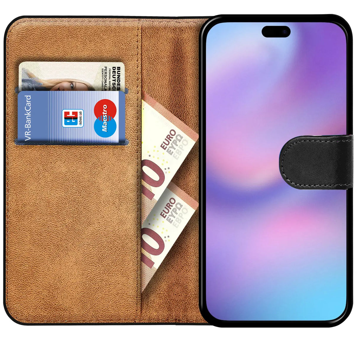 Apple iPhone 17 Pro Klapphülle in Schwarz mit Kartenfächern und Schutz