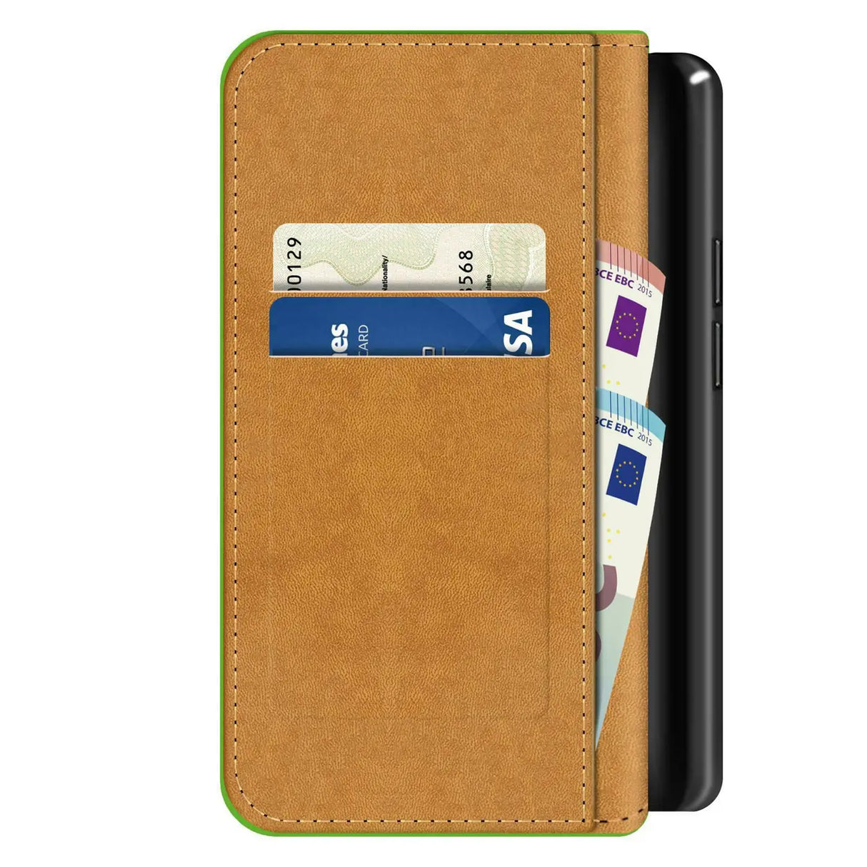 iPhone 5 / 5S / SE Klapphülle in Grün mit Kartenfächern und Schutz
