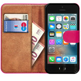 iPhone 5 / 5S / SE Klapphülle in Pink mit Kartenfächern und Schutz