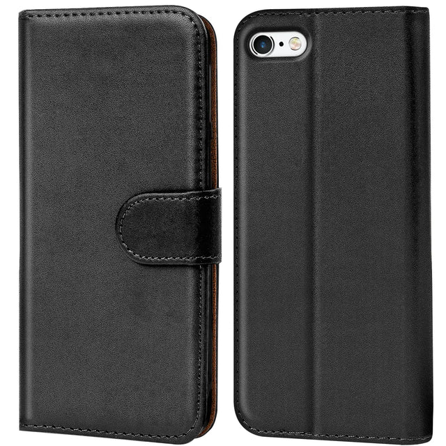 iPhone 5 / 5S / SE Klapphülle in Schwarz mit Kartenfächern und Schutz