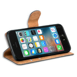 iPhone 5 / 5S / SE Klapphülle in Schwarz mit Kartenfächern und Schutz
