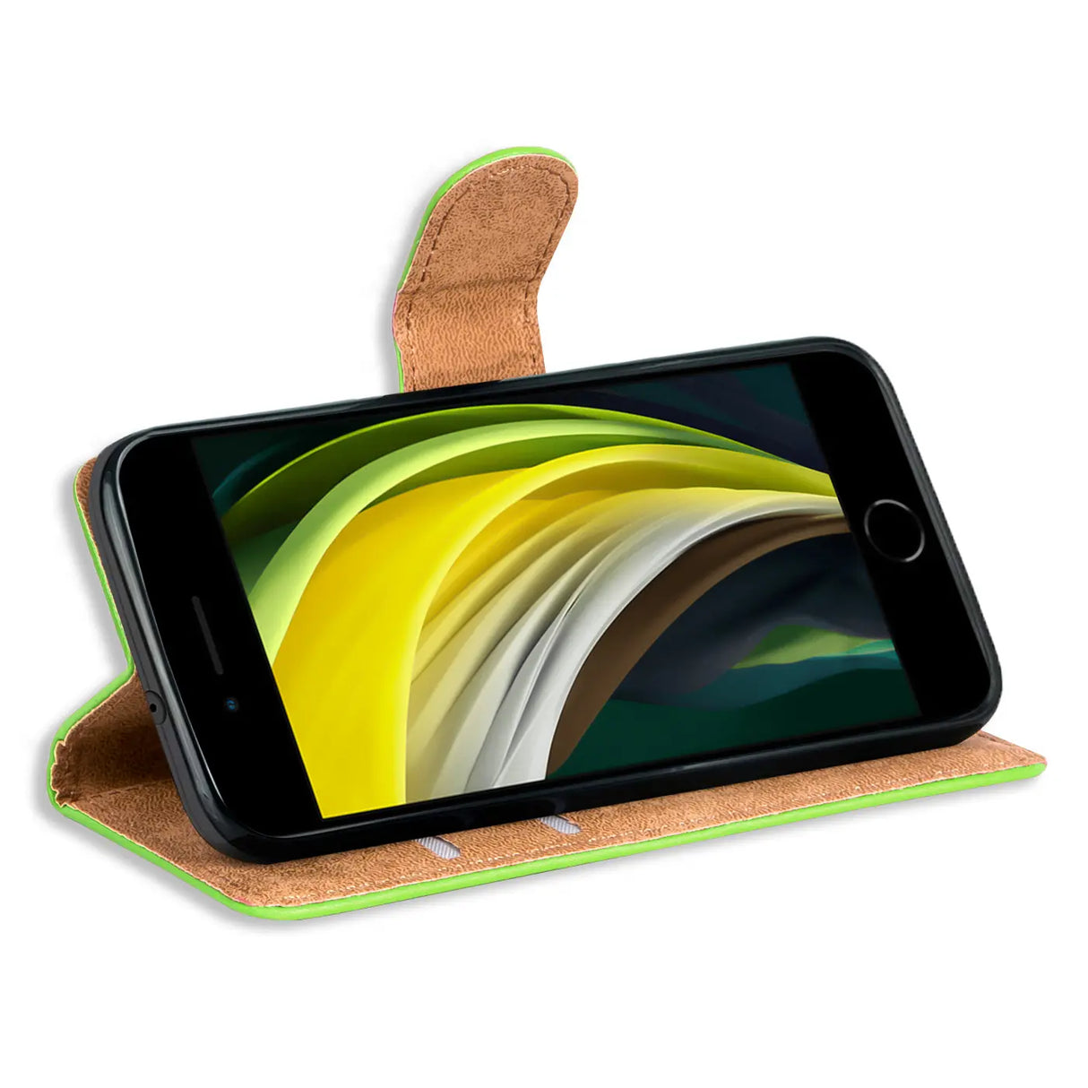 iPhone 7 / 8 / SE 2 / SE 3 Klapphülle in Grün mit Kartenfächern und Schutz