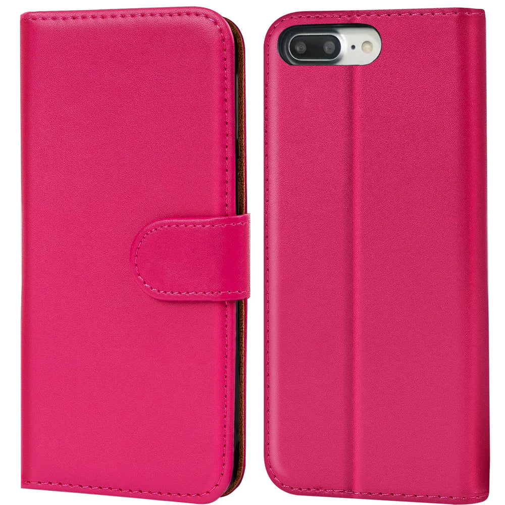 iPhone 7 Plus / 8 Plus Klapphülle in Pink mit Kartenfächern und Schutz