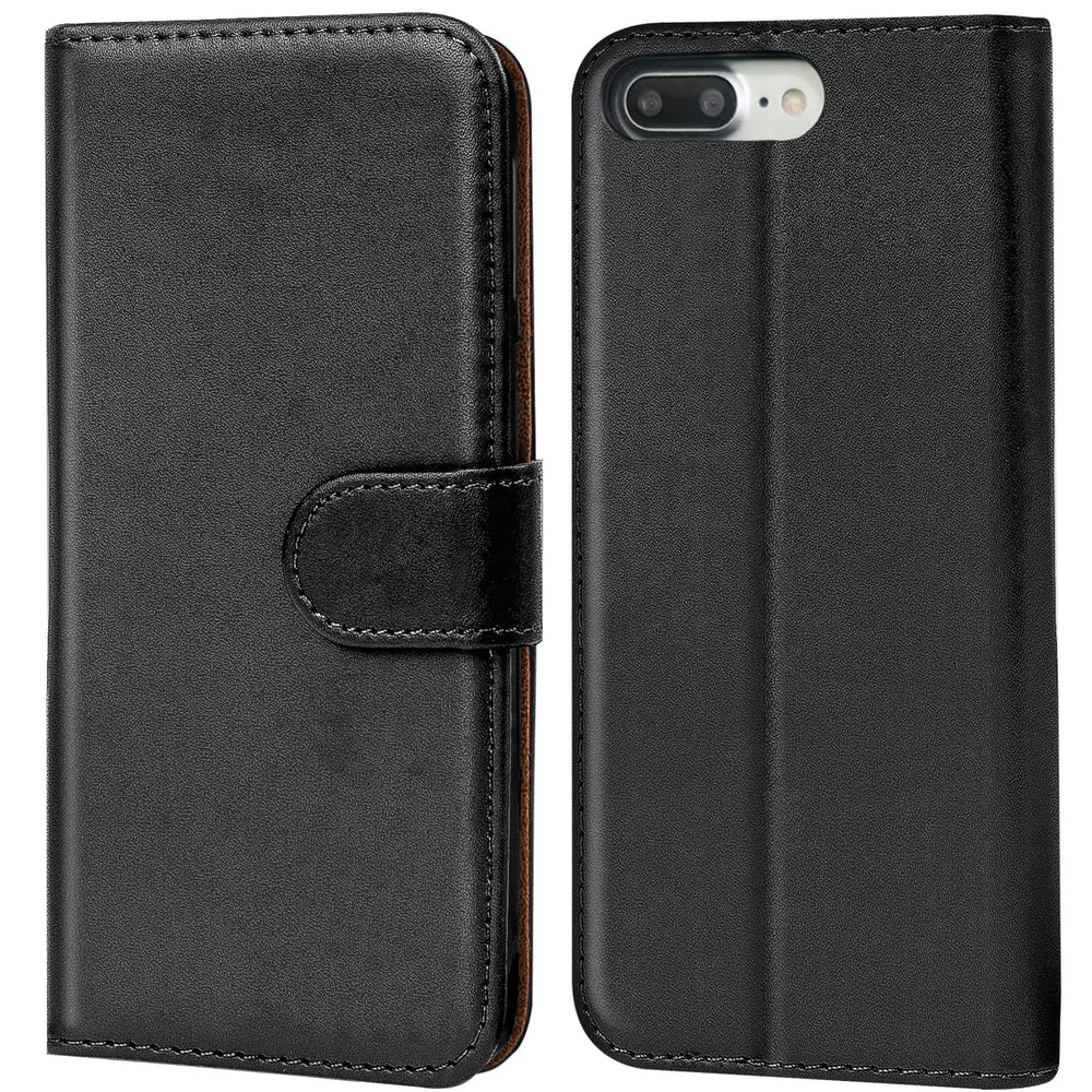 iPhone 7 Plus / 8 Plus Klapphülle in Schwarz mit Kartenfächern und Schutz