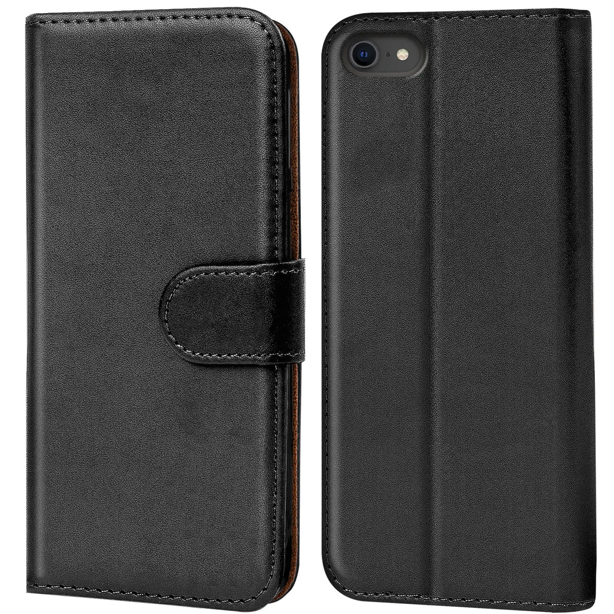 iPhone 7 / 8 / SE 2 / SE 3 Klapphülle in Schwarz mit Kartenfächern und Schutz