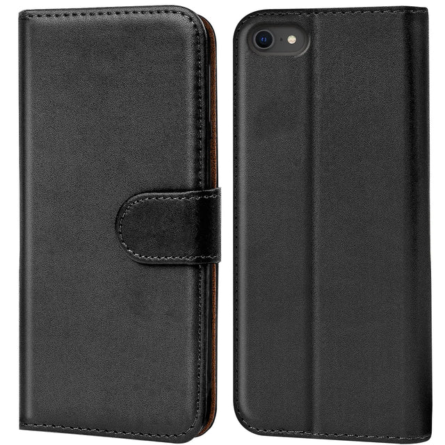 iPhone 7 / 8 / SE 2 / SE 3 Klapphülle in Schwarz mit Kartenfächern und Schutz