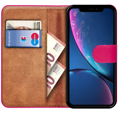 iPhone XR Klapphülle in Pink mit Kartenfächern und Schutz