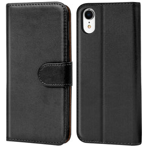 iPhone XR Klapphülle in Schwarz mit Kartenfächern und Schutz