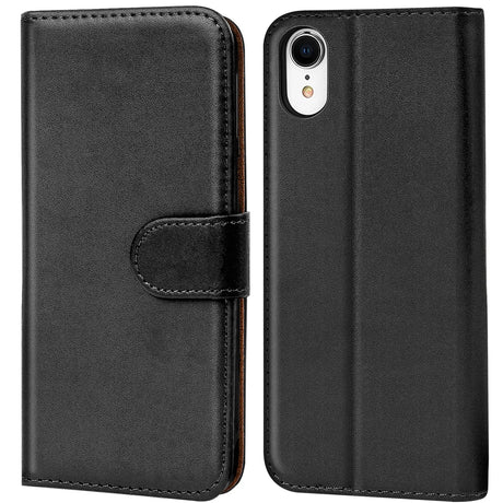 iPhone XR Klapphülle in Schwarz mit Kartenfächern und Schutz