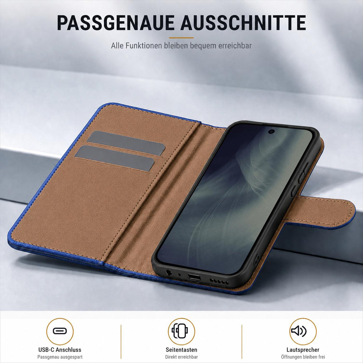 Google Pixel 11 / 11 Pro - Klapphülle mit Kartenfächern Blau