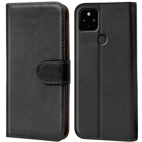 Google Pixel 4A 5G Klapphülle in Schwarz mit Kartenfächern und Schutz