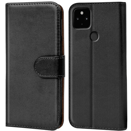Google Pixel 5 Klapphülle in Schwarz mit Kartenfächern und Schutz