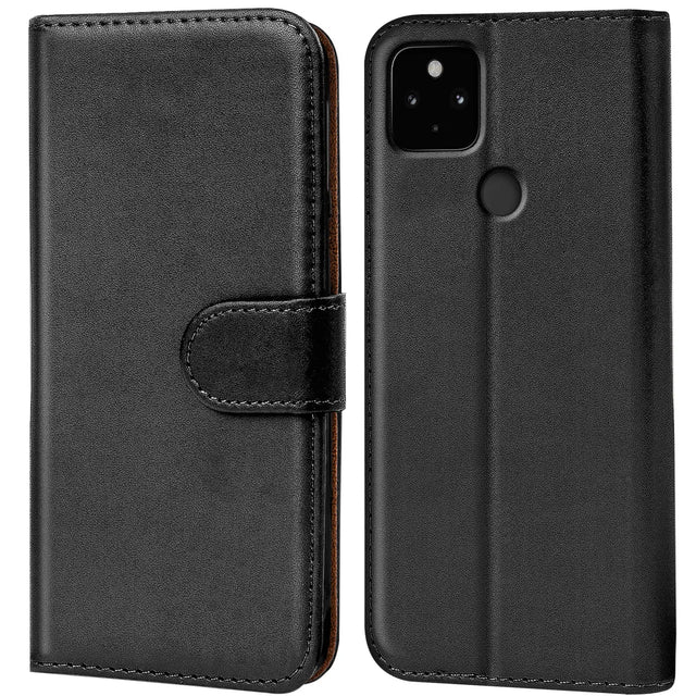 Google Pixel 5 Klapphülle in Schwarz mit Kartenfächern und Schutz