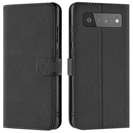 Google Pixel 6a Klapphülle in Schwarz mit Kartenfächern und Schutz