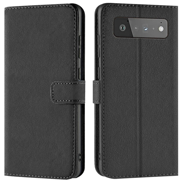 Google Pixel 6a Klapphülle in Schwarz mit Kartenfächern und Schutz