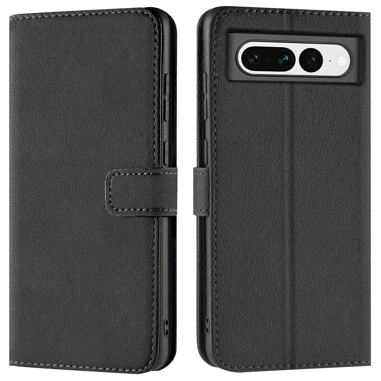 Google Pixel 7 Pro Klapphülle in Schwarz mit Kartenfächern und Schutz