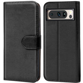Google Pixel 8 Pro Klapphülle in Schwarz mit Kartenfächern und Schutz