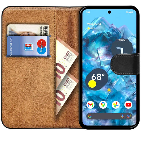 Google Pixel 8 Pro Klapphülle in Schwarz mit Kartenfächern und Schutz