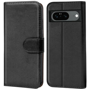 Google Pixel 8 Klapphülle in Schwarz mit Kartenfächern und Schutz