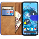 Goolge Pixel 8a Klapphülle in Blau mit Kartenfächern und Schutz