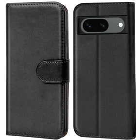 Goolge Pixel 8a Klapphülle in Schwarz mit Kartenfächern und Schutz