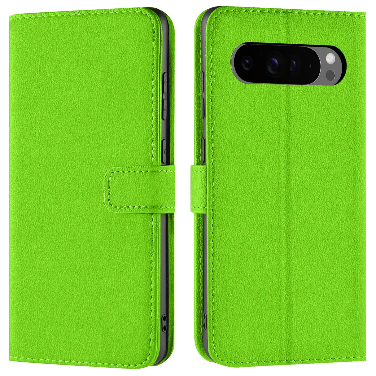 Google Pixel 9 Pro Klapphülle in Grün mit Kartenfächern und Schutz