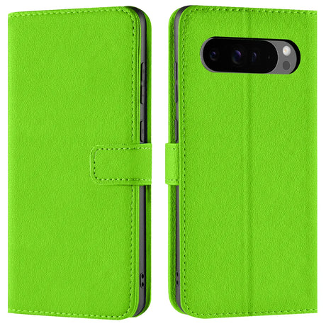 Google Pixel 9 Pro Klapphülle in Grün mit Kartenfächern und Schutz
