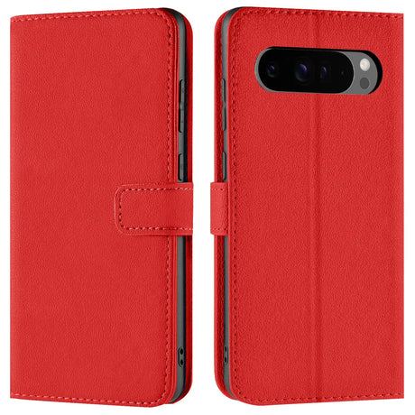 Google Pixel 9 Pro Klapphülle in Rot mit Kartenfächern und Schutz