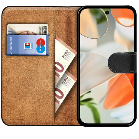 Google Pixel 9 Klapphülle in Schwarz mit Kartenfächern und Schutz