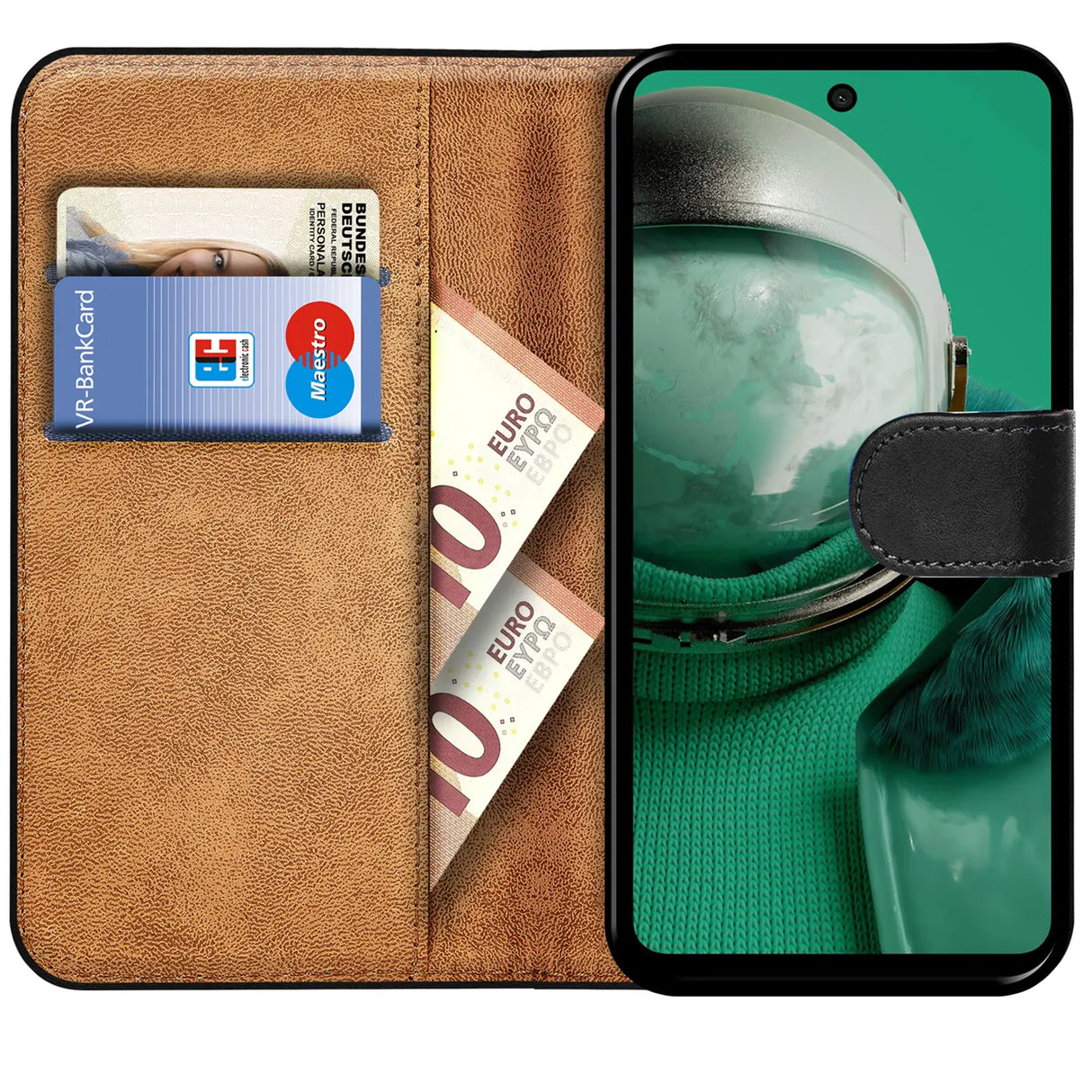 HMD Pulse / Pulse PRO / Pulse+ Klapphülle in Schwarz mit Kartenfächern und Schutz