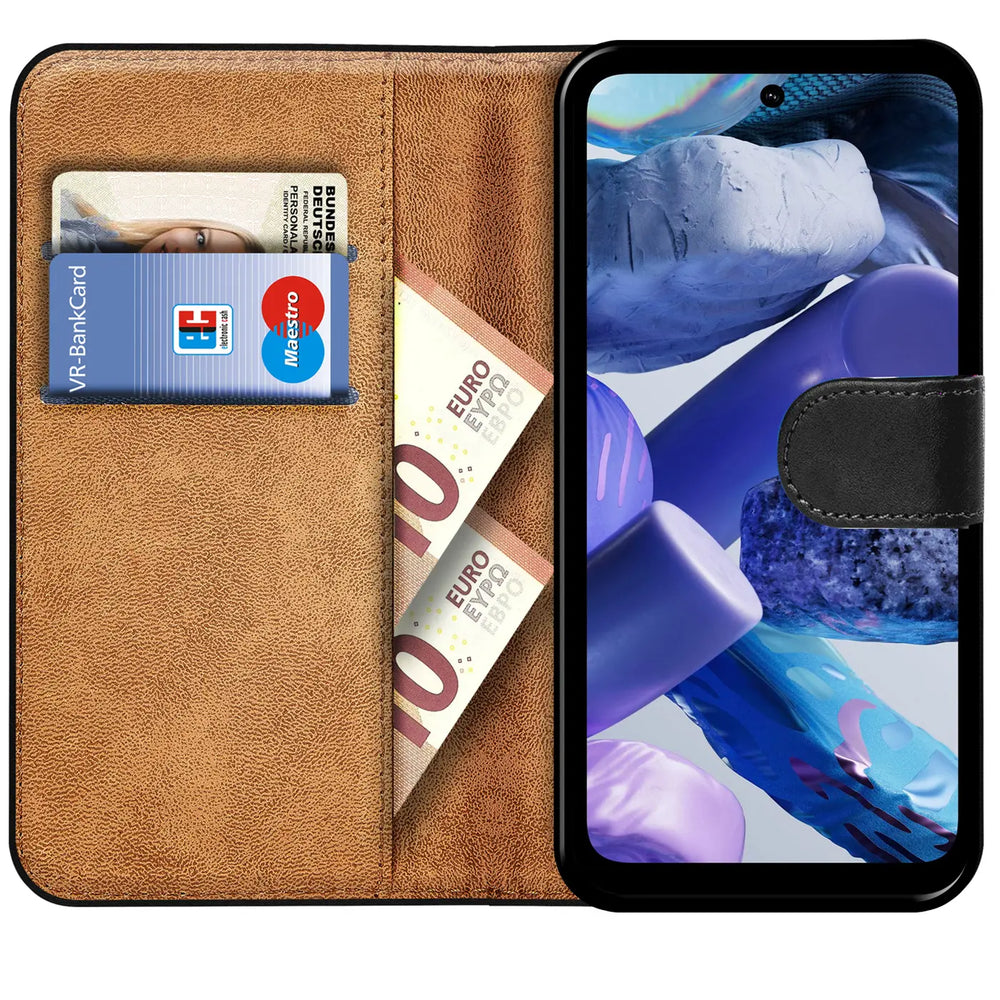 HMD XR21 Klapphülle in Schwarz mit Kartenfächern und Schutz