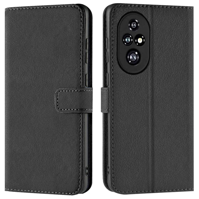 Honor 200 Klapphülle in Schwarz mit Kartenfächern und Schutz