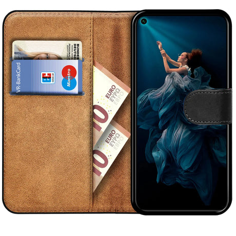 Honor 20 Pro Klapphülle in Schwarz mit Kartenfächern und Schutz