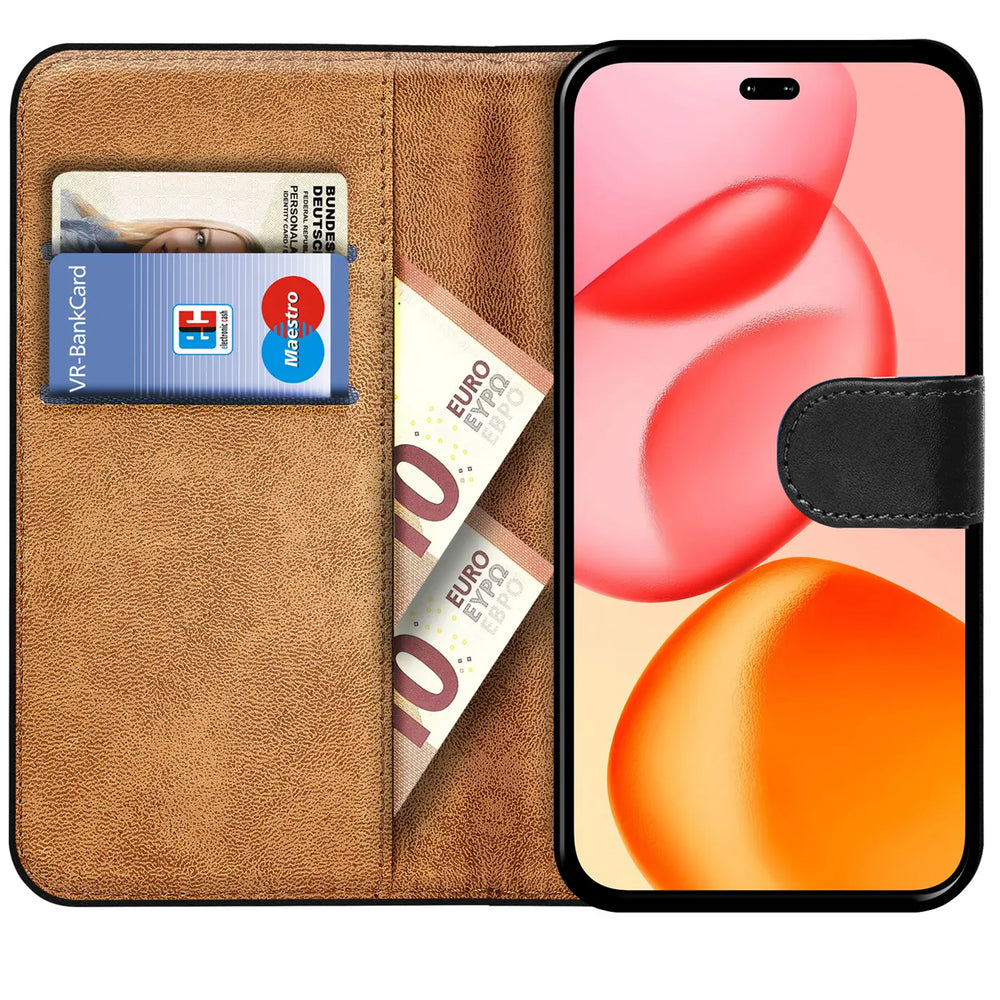 Honor 400 Pro Klapphülle in Schwarz mit Kartenfächern und Schutz