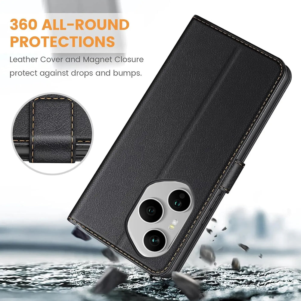 Honor 400 Pro Klapphülle in Schwarz mit Kartenfächern und Schutz