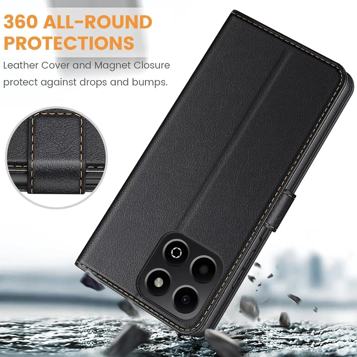 Honor 400 Smart Klapphülle in Schwarz mit Kartenfächern und Schutz