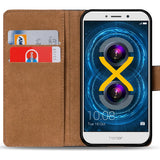 Honor 6X Klapphülle in Schwarz mit Kartenfächern und Schutz