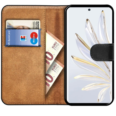 Honor 70 Klapphülle in Schwarz mit Kartenfächern und Schutz