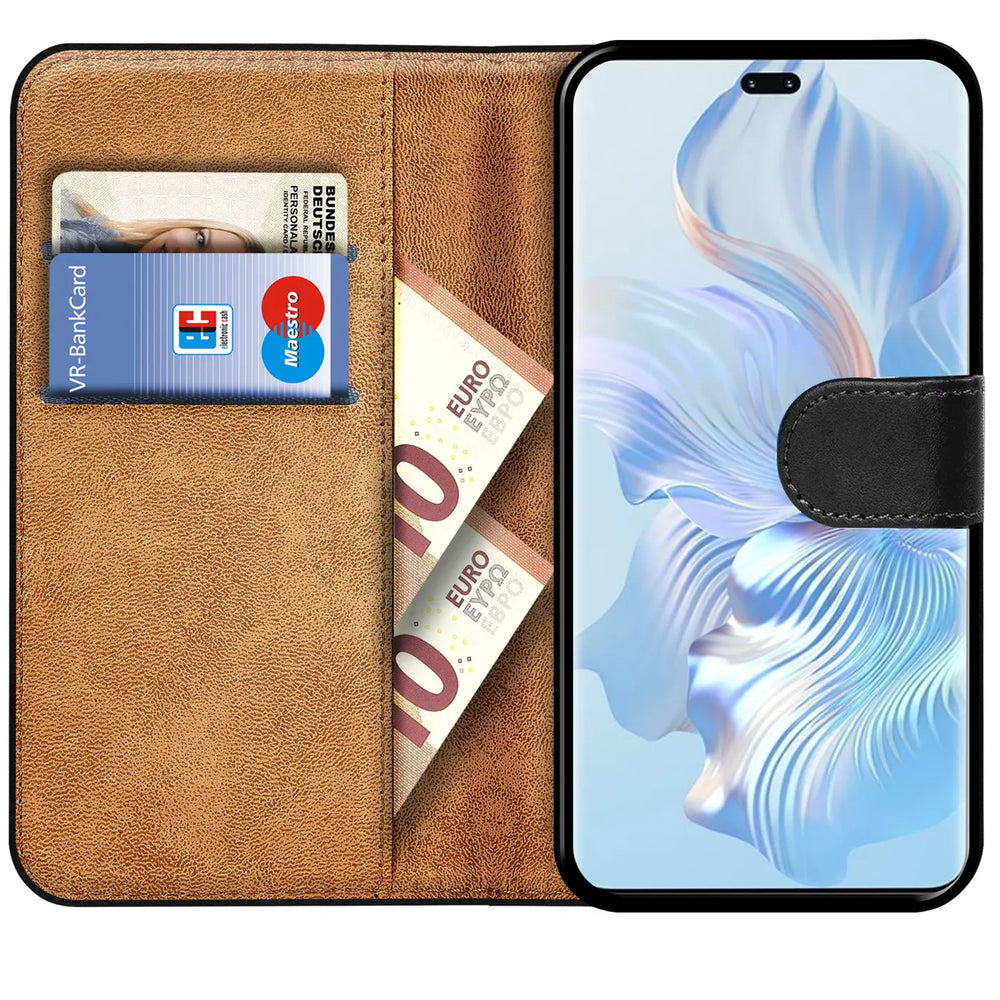 Honor 80 Pro Klapphülle in Schwarz mit Kartenfächern und Schutz