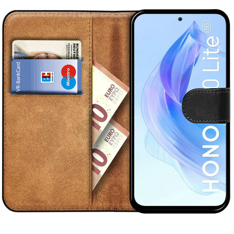 Honor 90 Lite Klapphülle in Schwarz mit Kartenfächern und Schutz